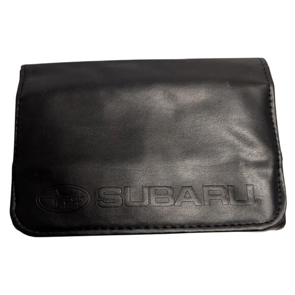 Subaru Black Leather Car Manual Holder With Card Slots & Document Organizer - Picture 1 of 7